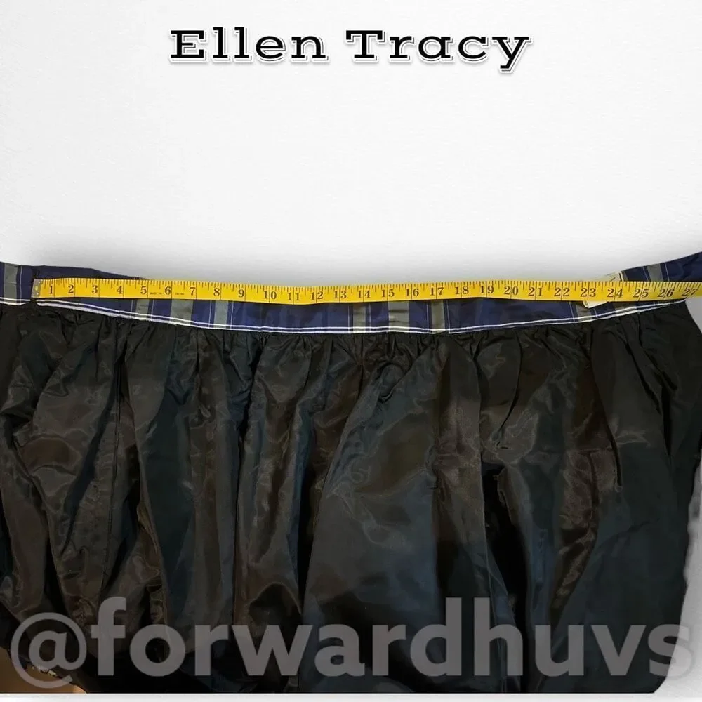 Vintage Ellen Tracy Blue Plaid Silk Taffeta Wrap Skirt Size 13